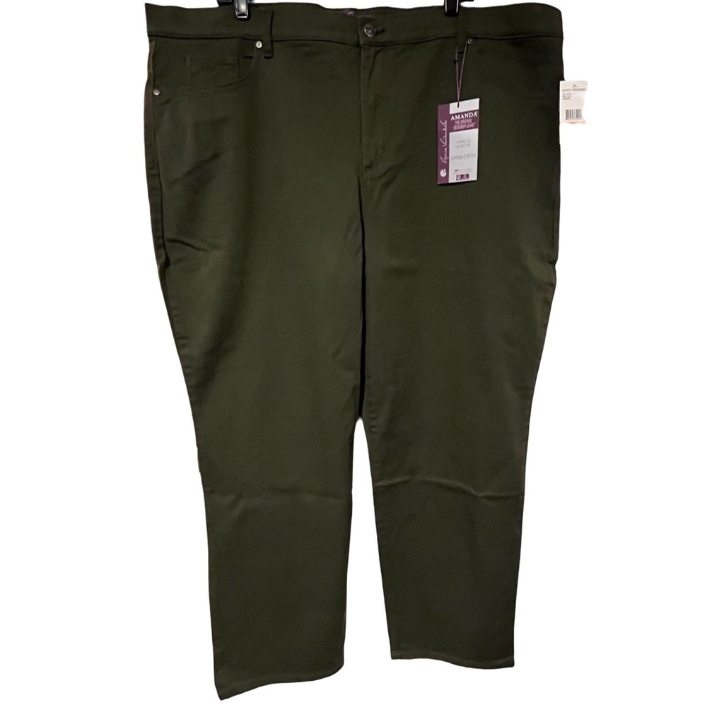 NWT Gloria Vanderbilt Amanda Jeans Pine Glen Dark Green Tapered‎ Leg Size 24W